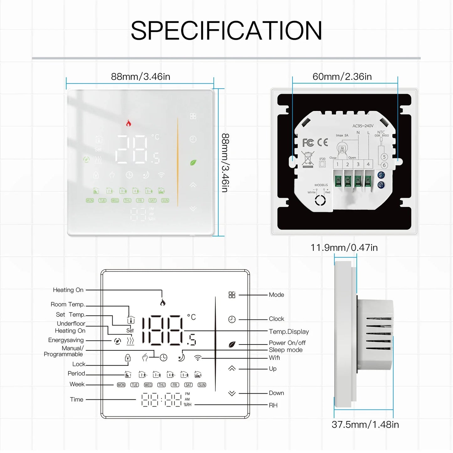 Tuya Zigbee Smart Termostat Temperaturkontroller - Wifi Elektrisk Gulvvarme & Gass Vannsystemkontroll via SmartLife Google Alexa Apper