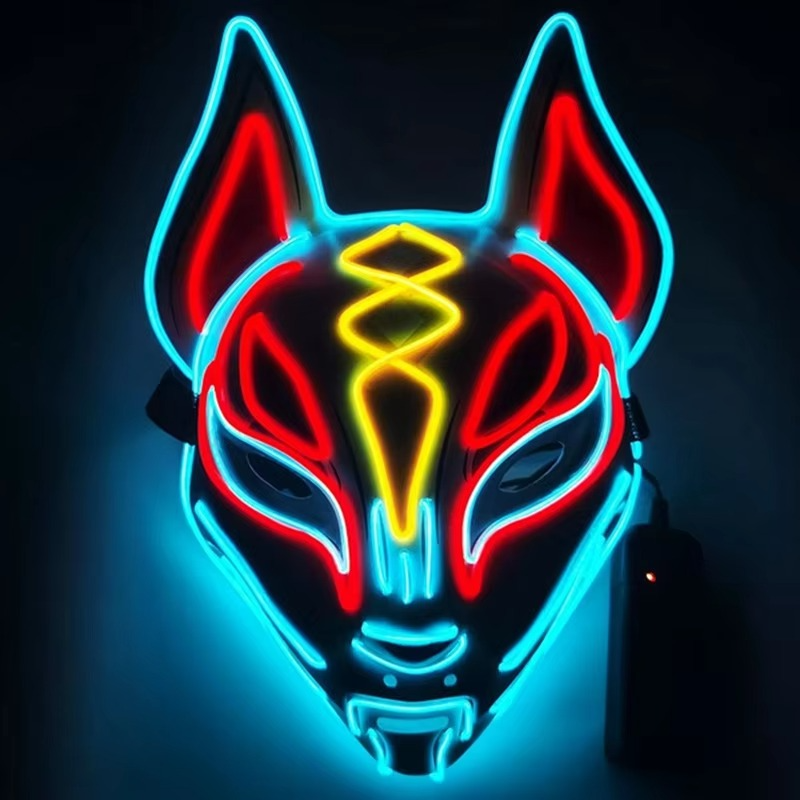 Norvo | Luminous LED Full Face Fox Maske for Halloween & Cosplay
