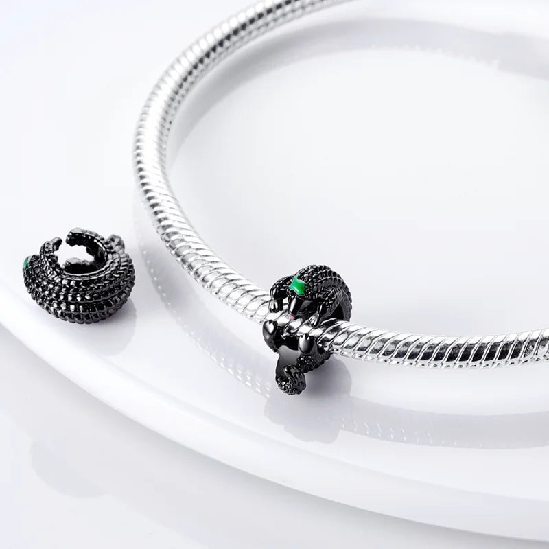 Norvo | 925 Sølv Gylden Leopard Charms Perler Fargerik Kameleon Nesehorn Løve Skarabé Katt Anheng Kompatibel med Original Pandora Armbånd Smykker