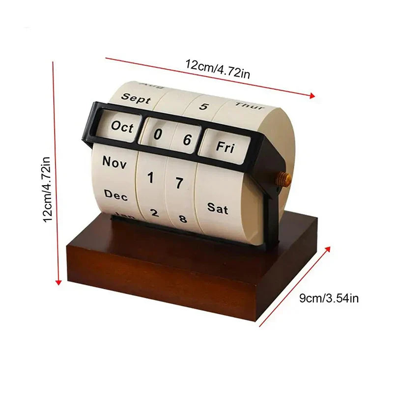 Norvo | Mid-Century Rotating Wooden Perpetual Desk Calendar