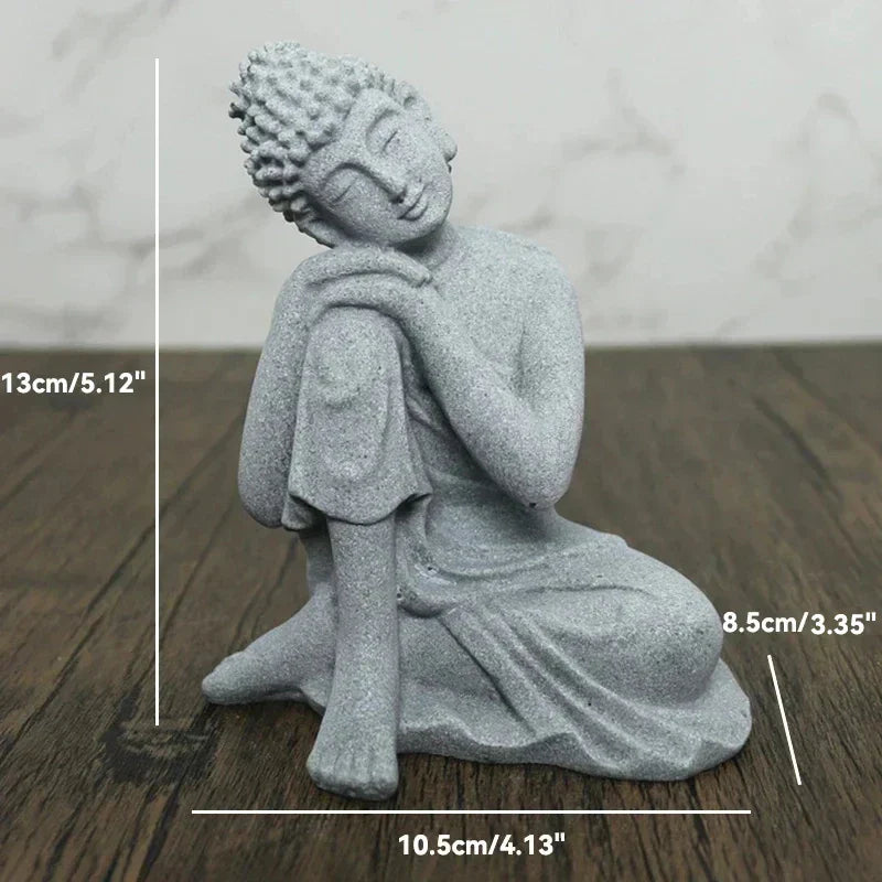 Norvo | Buddha Stein Statue Liten Buddhiste Munker Tibetansk Buddhisme Figurer Zen Hage Ornament Meditasjon Hjem Akvarium Dekorasjon