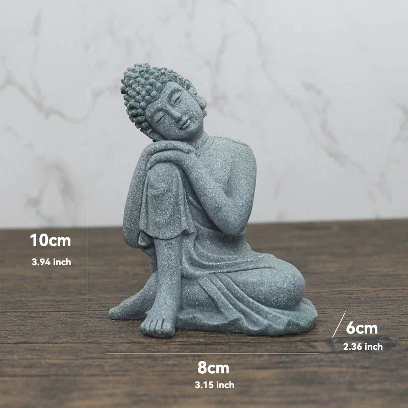 Norvo | Buddha Stein Statue Liten Buddhiste Munker Tibetansk Buddhisme Figurer Zen Hage Ornament Meditasjon Hjem Akvarium Dekorasjon