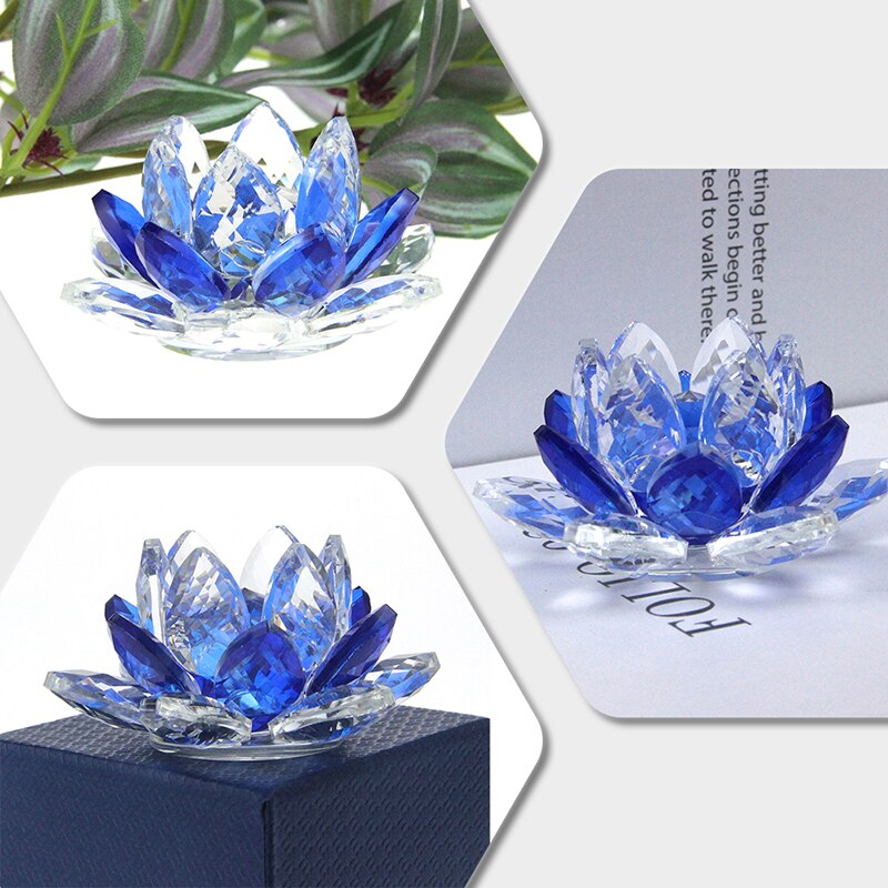 Norvo | Crystal Lotus Flower Craft Glass Paperweight Home Decoration Ornaments Figures Home Wedding Party Decor Gifts Souvenir
