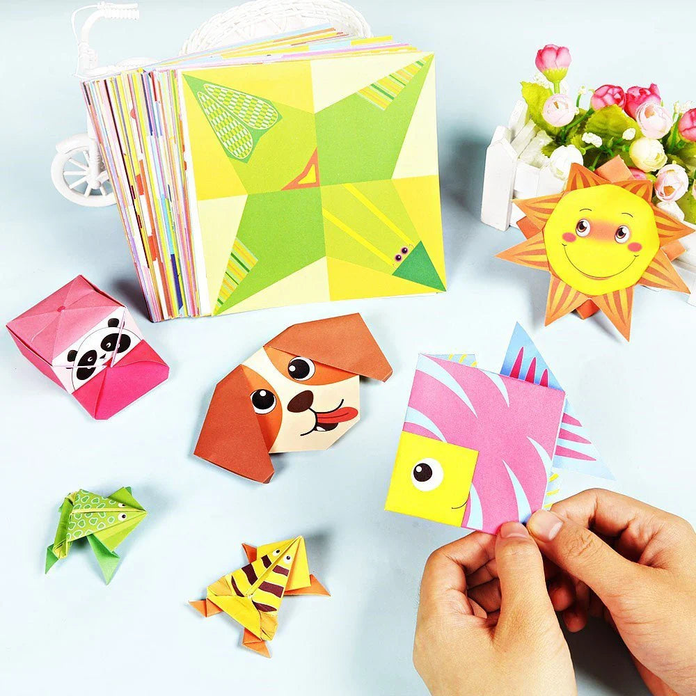 Montessori Origami Håndverkssett for Barn - Utdanningspapirkunst med Tegneserie Dyr, Morsom DIY Aktivitet for Gutter & Jenter