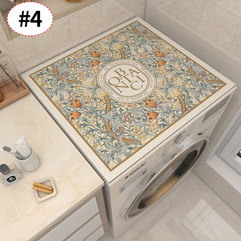 Norvo | Retro Floral Vaskemaskin Deksel Dreneringsmatte