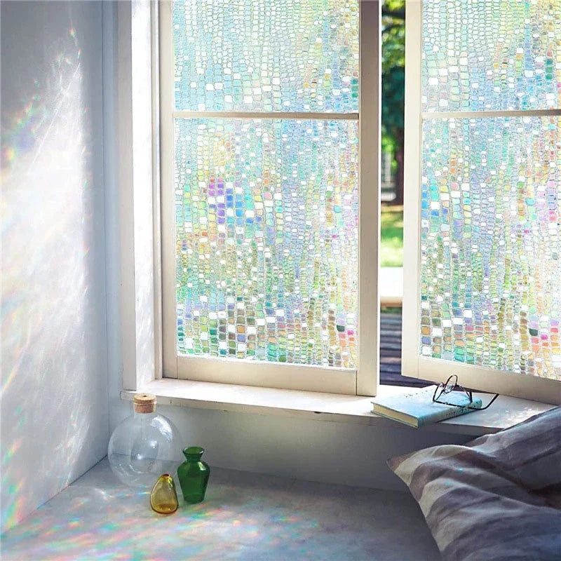 Norvo | 3D Buntglasvindu folie - Dekorativ vinylklistremerke for glassvinduer med statisk feste - Fenetre Buntglasvindu dekor