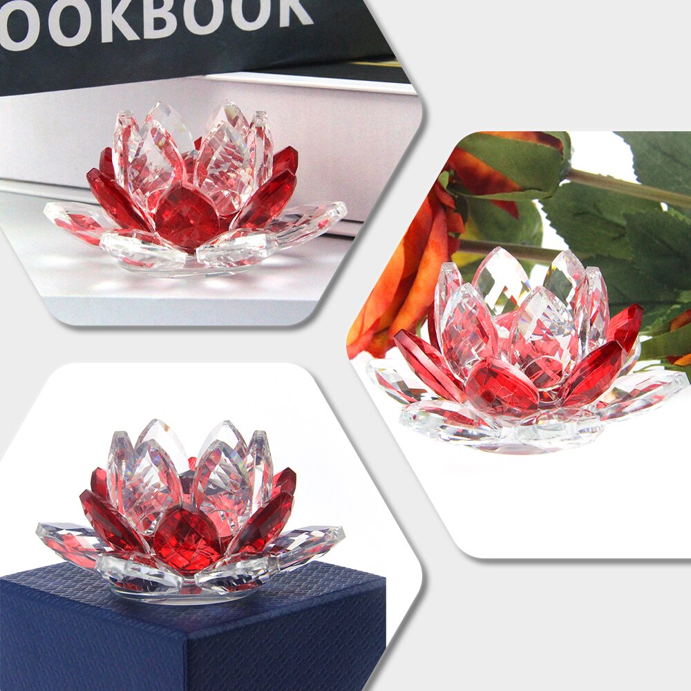Norvo | Crystal Lotus Flower Craft Glass Paperweight Home Decoration Ornaments Figures Home Wedding Party Decor Gifts Souvenir