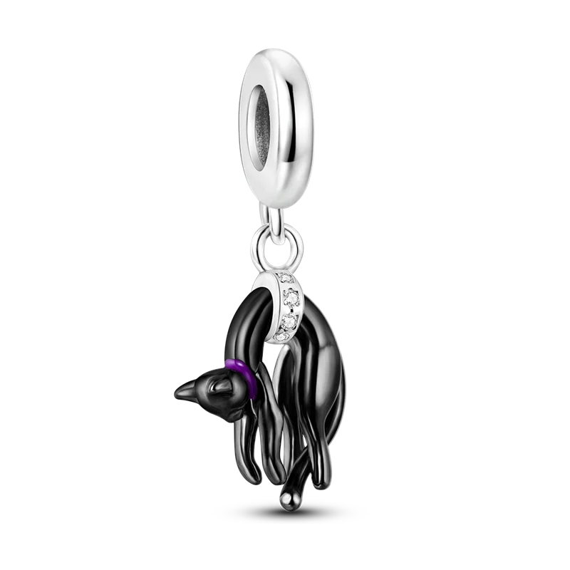 Norvo | 925 Sølv Gylden Leopard Charms Perler Fargerik Kameleon Nesehorn Løve Skarabé Katt Anheng Kompatibel med Original Pandora Armbånd Smykker