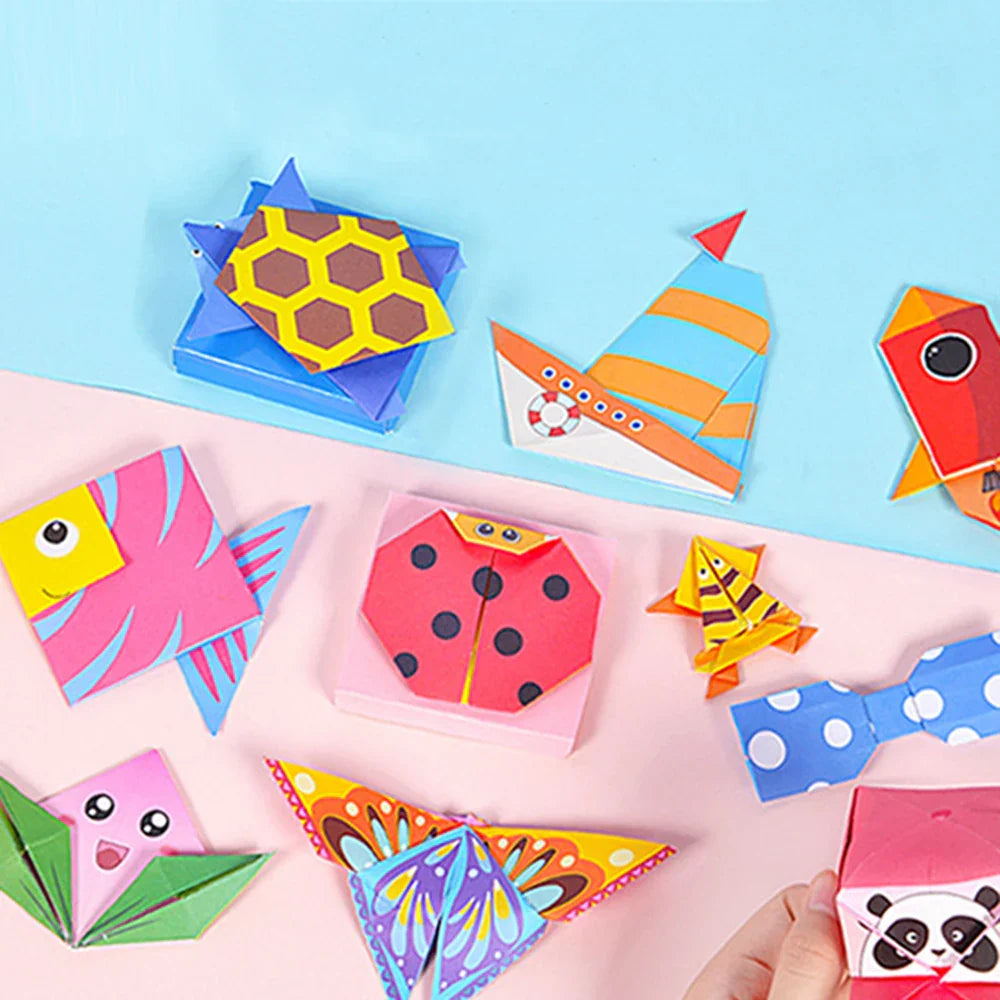 Montessori Origami Håndverkssett for Barn - Utdanningspapirkunst med Tegneserie Dyr, Morsom DIY Aktivitet for Gutter & Jenter
