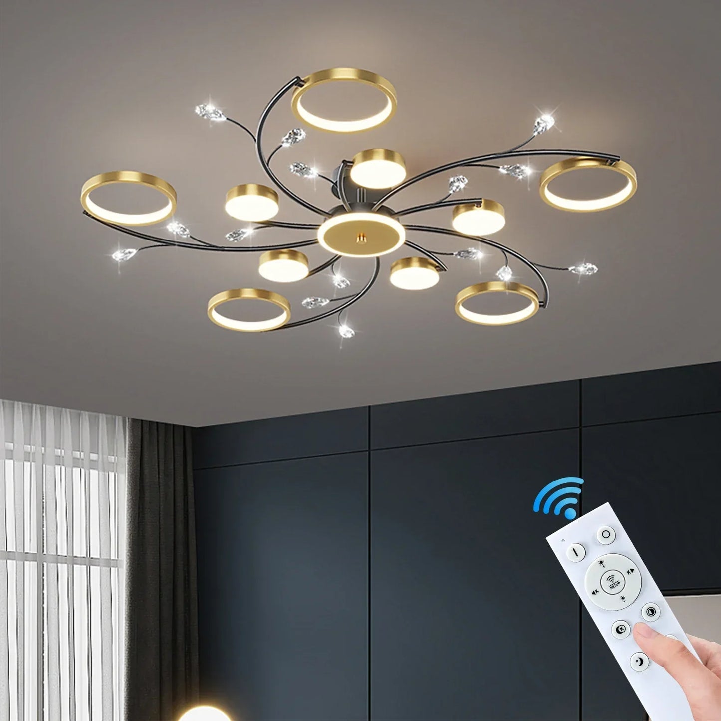 Garduru Dimbar Kronleuchter | Moderne Design | LED Lys med Justerbar Lysstyrke | Perfekt for Stuen & Spisestuen