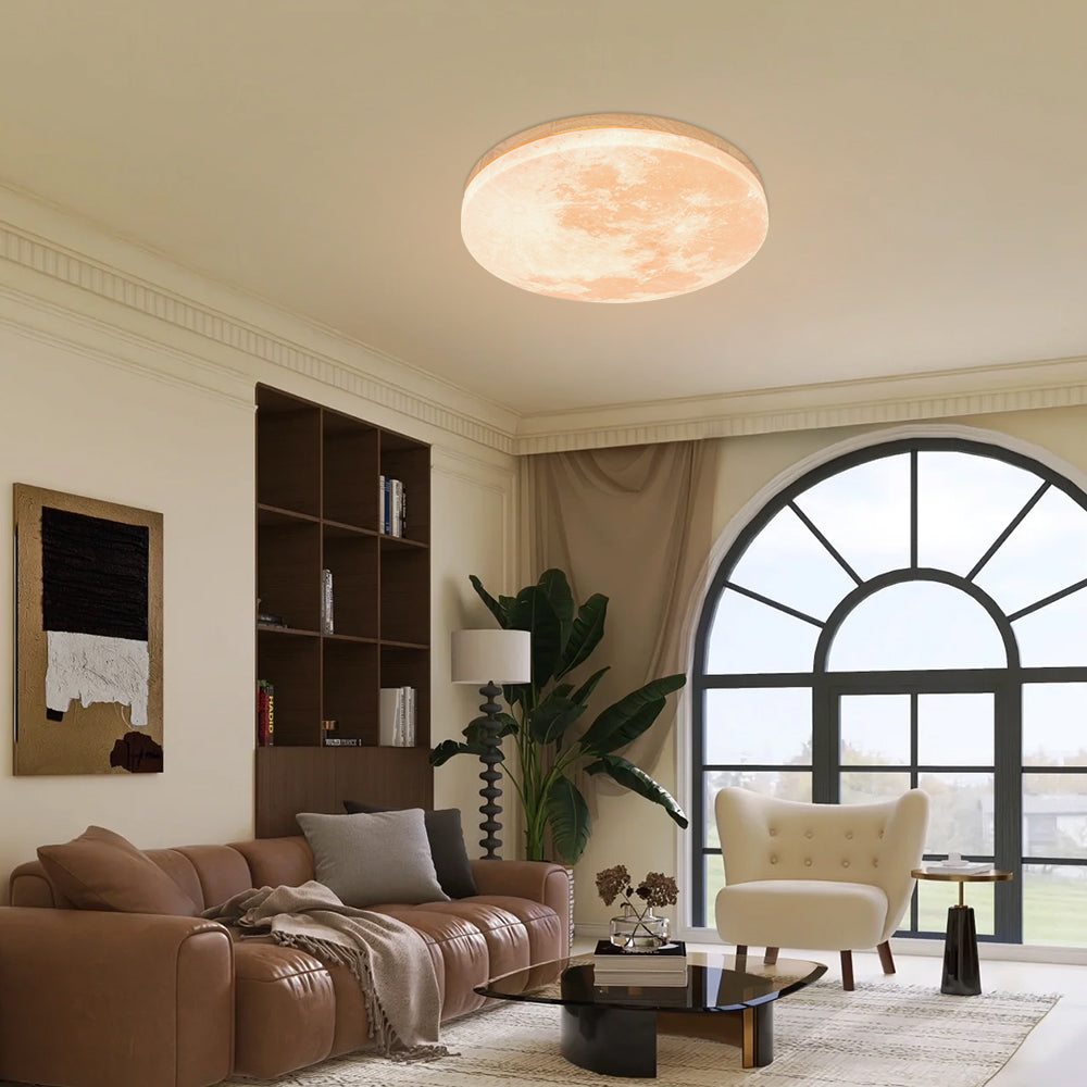 Norvo | Moderne måne-inspirert LED taklampe – myk ambient flush mount