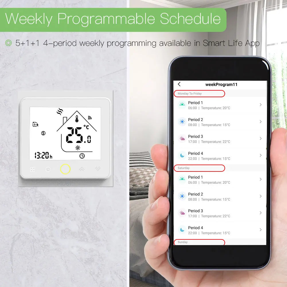 Tuya ZigBee Smart Termostat Hub med LCD-skjerm - WiFi Vannvarmer & Gulvkontroll via SmartLife Google Alexa-apper