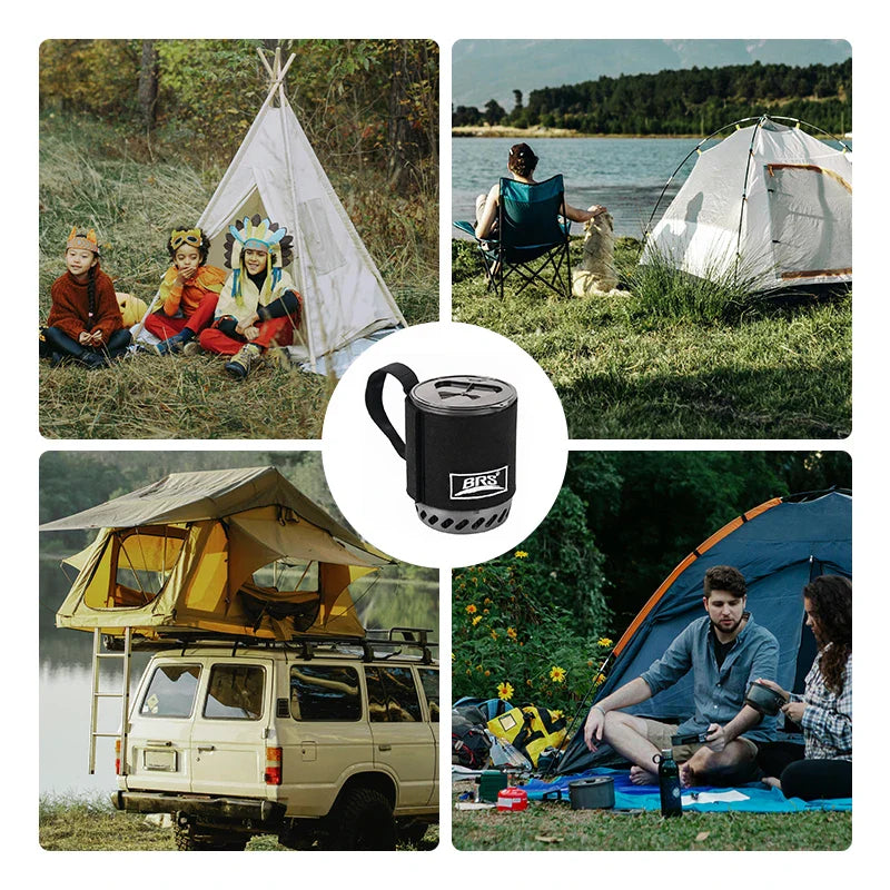 Norvo | TrailFlame Ultra-light BRS-61 Campingkomfyr med integrert varmelagerkjel | Utendørs gasskomfyr for trekking og backpacking