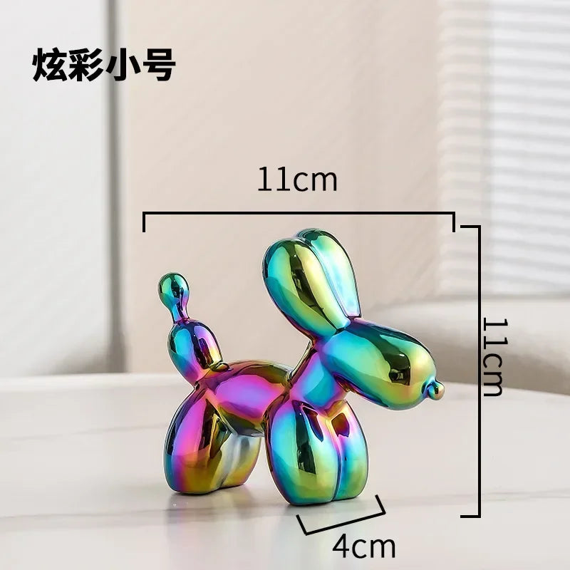 Norvo | Nordisk Keramisk Ballonghund Skulptur Gull Dyre Dekorasjoner Statue Stue Ornament Kreativ Skrivebord Ornament Hjem Dekor
