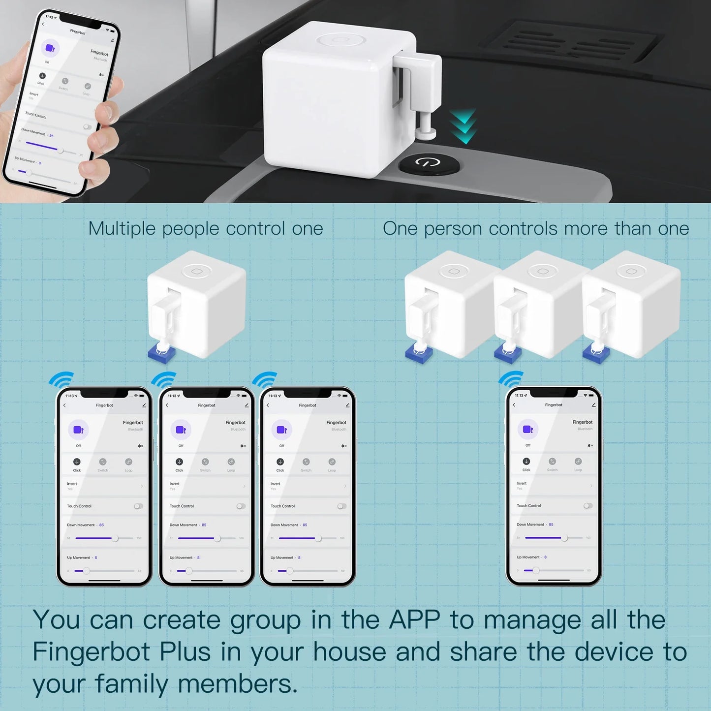 Tuya Fingerbot Knapptaster - Wifi Programmerbar Kontroll via SmartLife Google Alexa Apps