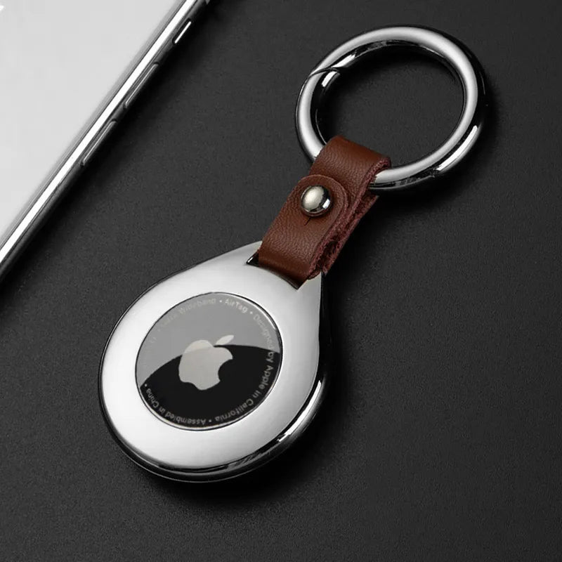 Høy-kvalitet lær metall pendant beskyttende etui for Apple Airtags