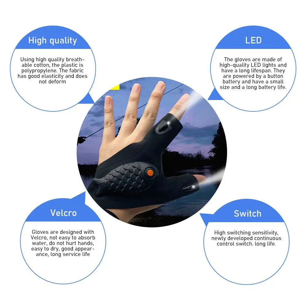 Norvo | Oppladbare Fingertette Reparasjons Fisking LED Hansker