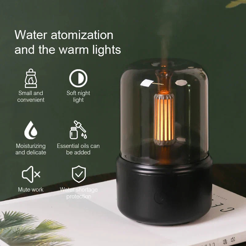 Norvo | Retro Aroma Diffuser med Nattlys - USB Essensiell Olje Luftfukter for Hjem og Kontor