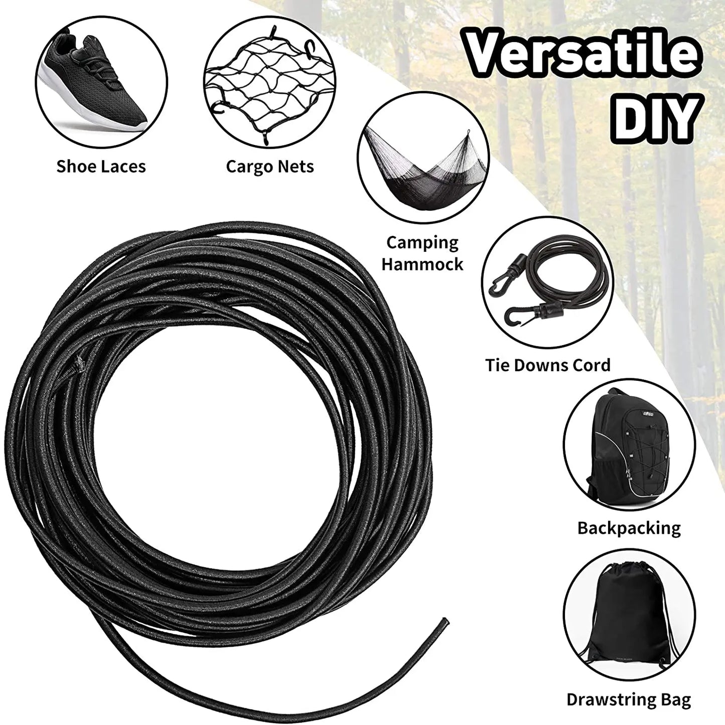Norvo | Høykvalitets sterkt elastisk tau – Hvitt/sort gummibånd for DIY-søm og håndverk, tilgjengelig i 1/2/3/4/5MM