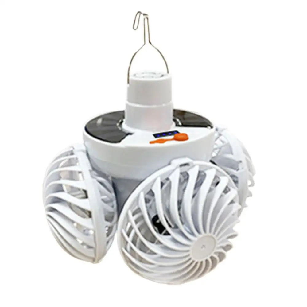 Norvo | Ventolux Solcelle Campinglampe med Vifte | Sammenleggbar & Bærbar | 3 Vindnivåer & LED-belysning | For Telt, Terrase & Utendørs