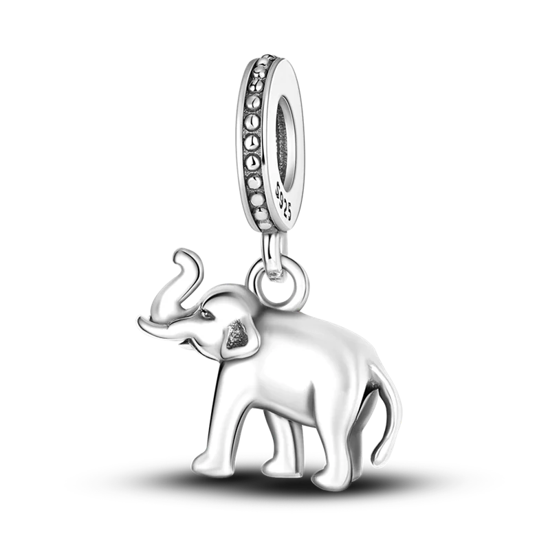 Norvo | 925 Sølv Gylden Leopard Charms Perler Fargerik Kameleon Nesehorn Løve Skarabé Katt Anheng Kompatibel med Original Pandora Armbånd Smykker