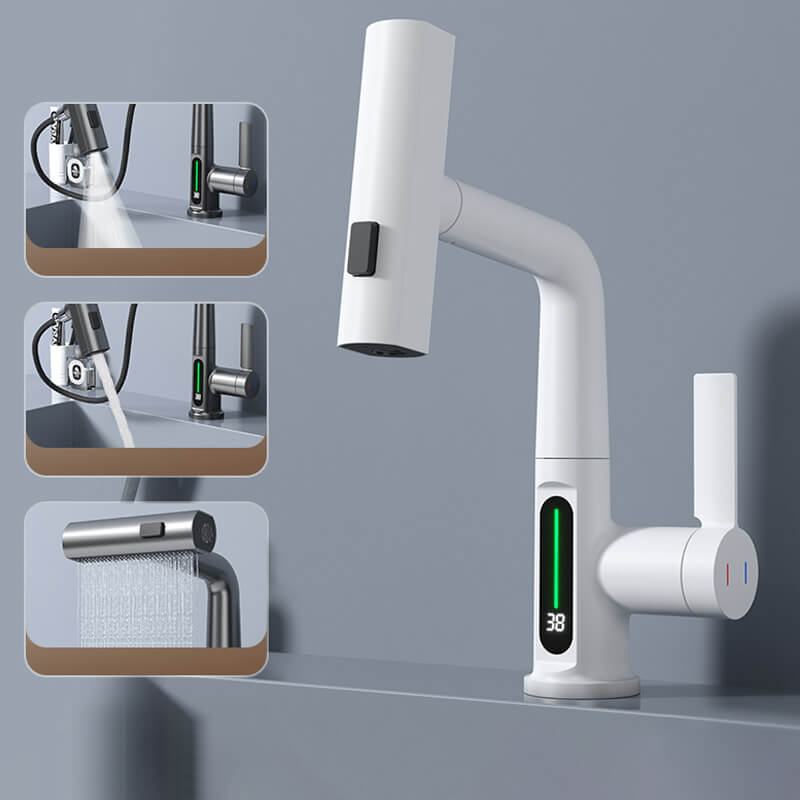 Norvo | WaterMaster Fleksibel LED Kjøkken- og Badevannkran – 360° Sving, Utrekkbar Slange & 5 Spraymodi