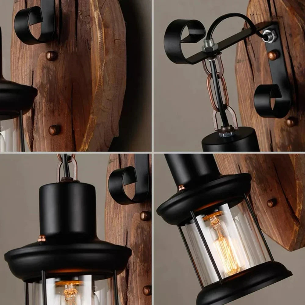 Norvo | Retro Lantern Lamp Industriell Lantern Vegglampe