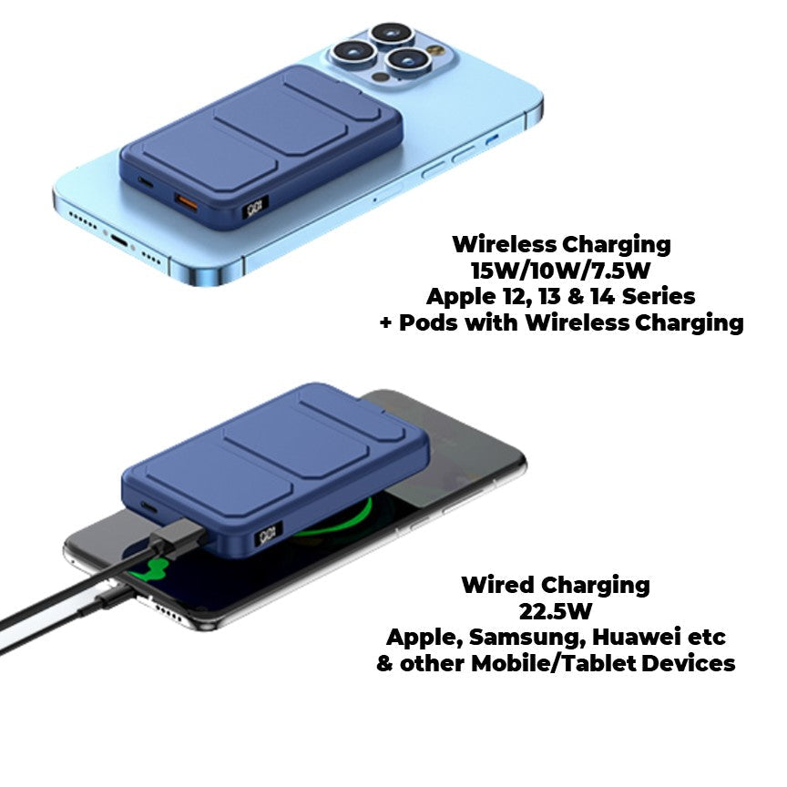 Norvo | Trådløs Power Bank for Telefon - 10K mAh Magnetisk Bærbar Lader