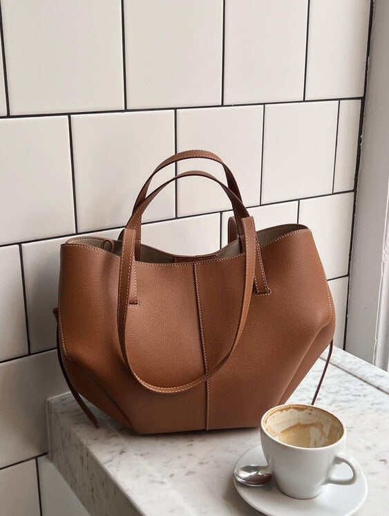 Norvo - Vintage Tote Bag damer | Romslig skulderveske på salg | Lær