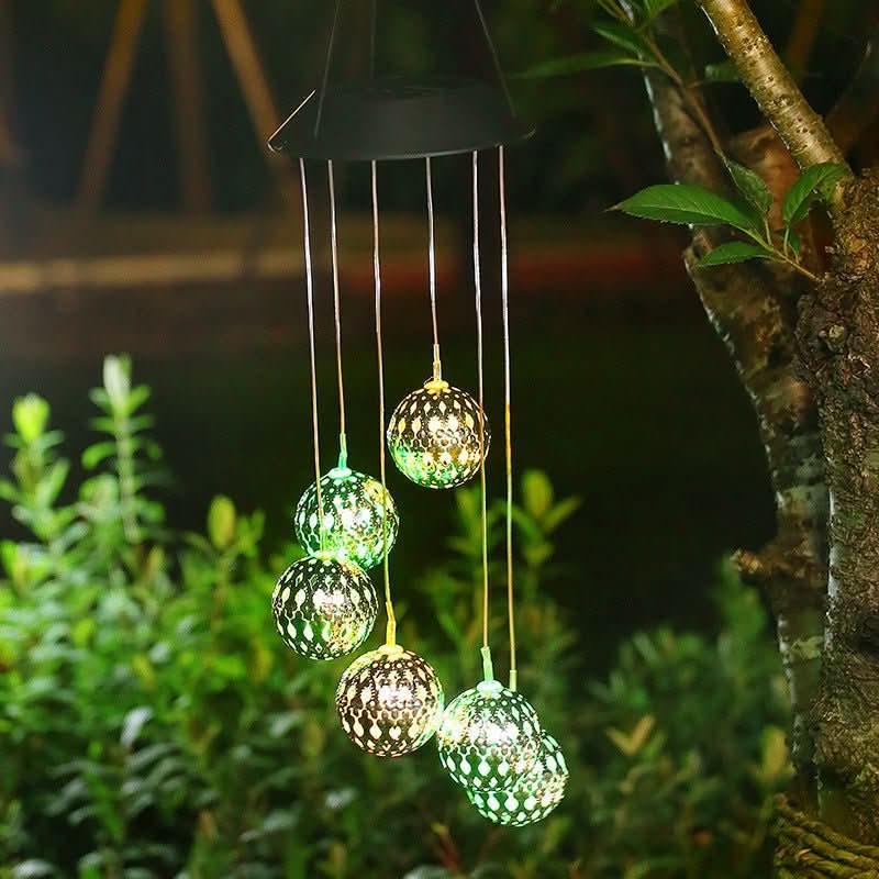 Norvo | Solvindklokke med LED-lys for hage og terrasse