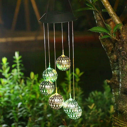 Norvo | Solvindklokke med LED-lys for hage og terrasse
