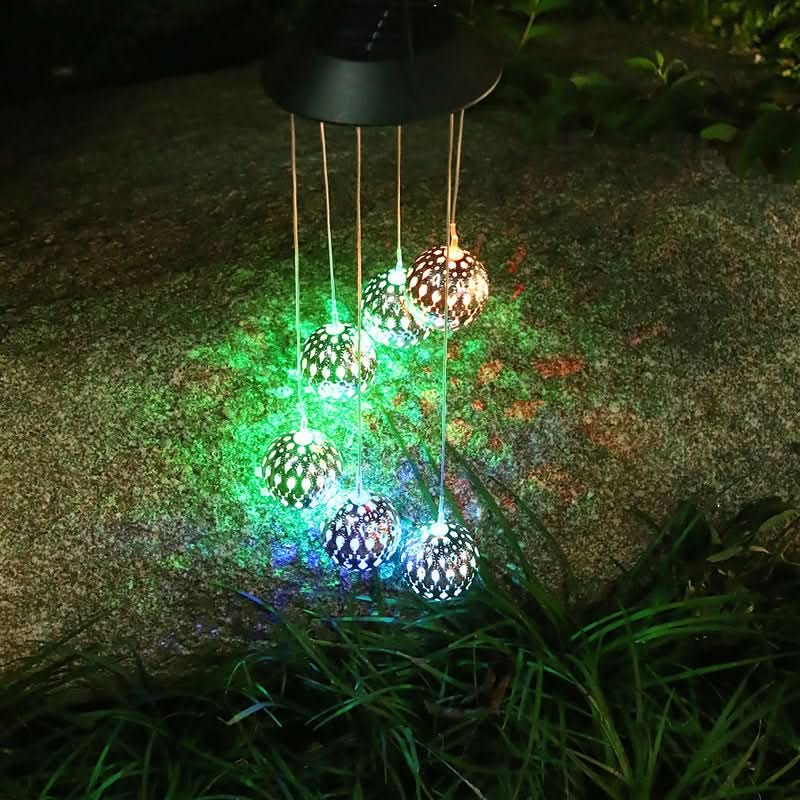 Norvo | Solvindklokke med LED-lys for hage og terrasse