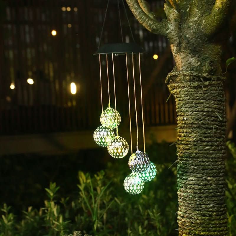 Norvo | Solvindklokke med LED-lys for hage og terrasse