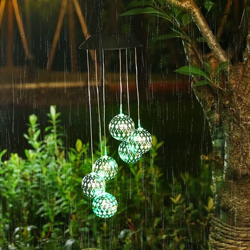 Norvo | Solvindklokke med LED-lys for hage og terrasse
