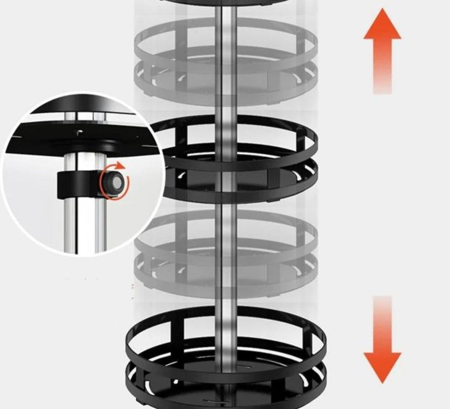Norvo | TwistRack 360° – Roterende lagringshylle | Plassbesparende justerbar organiser for kjøkken, bad og hjem