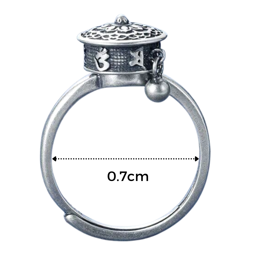 Spinnende buddhistisk mantra ring for kvinner