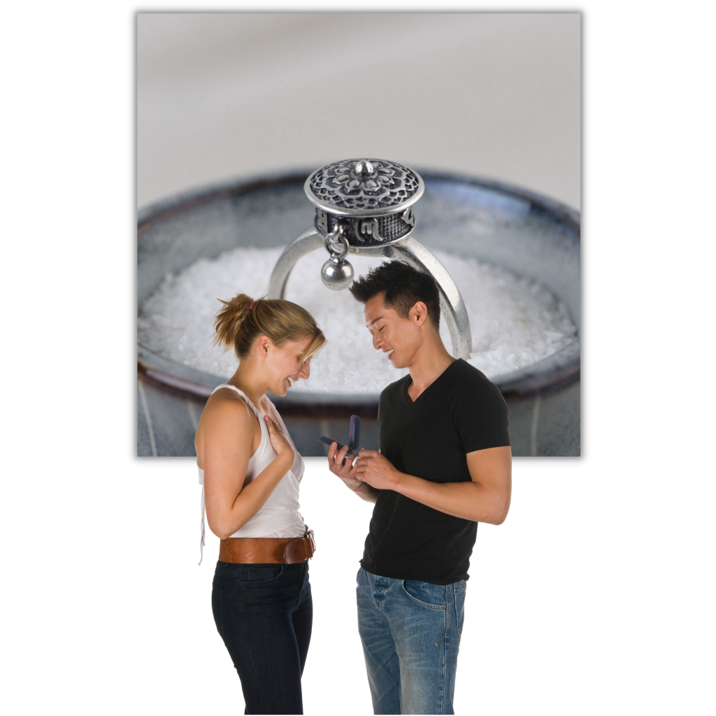 Spinnende buddhistisk mantra ring for kvinner