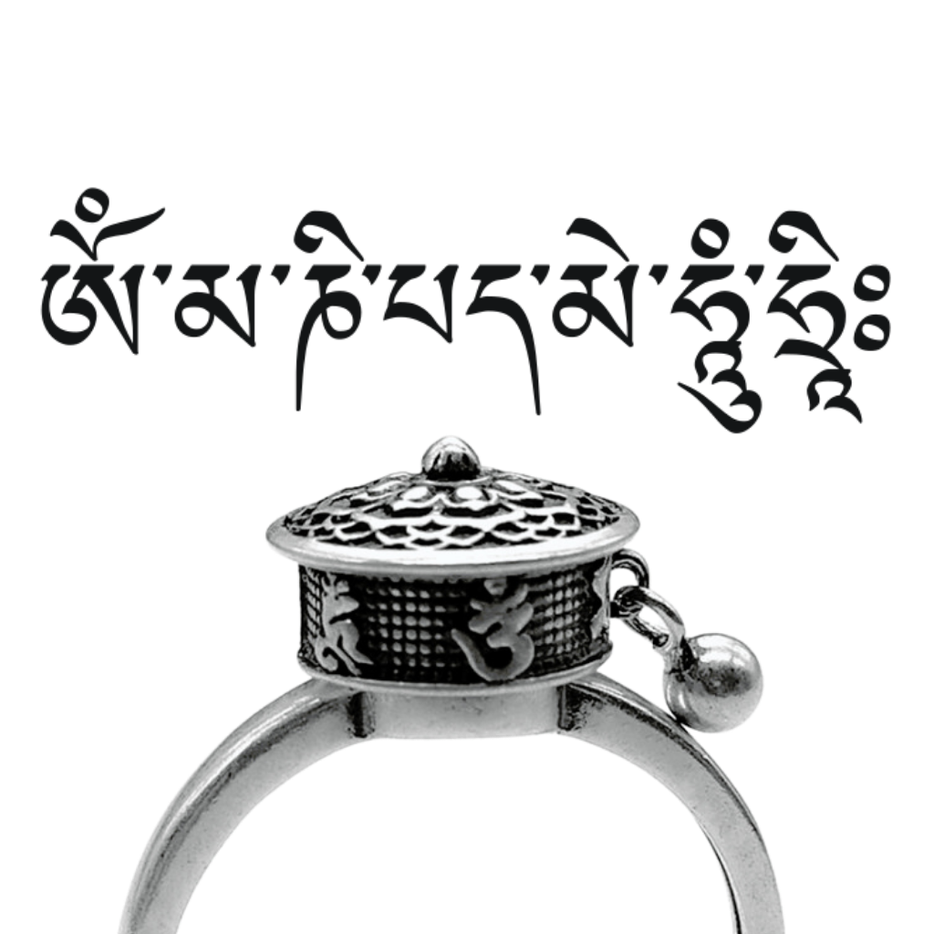 Spinnende buddhistisk mantra ring for kvinner