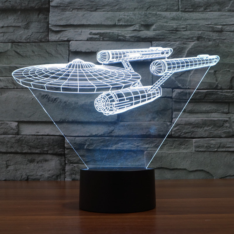Norvo | Lumora 3D Star Trek Enterprise Ship LED Lampe - Flerfarget optisk illusjonslys