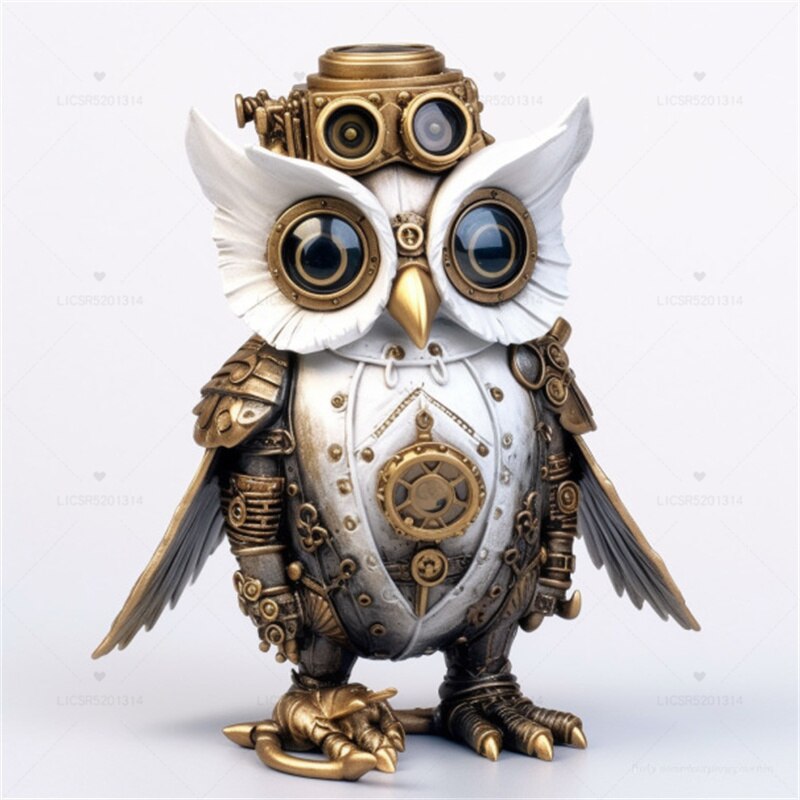 Norvo | Steampunk Ugle Harpiks Kunstverk Dekorasjon Hjem Innendørs og Utendørs Hage Dør Dekorasjon Halloween Dekorasjon Tilbehør