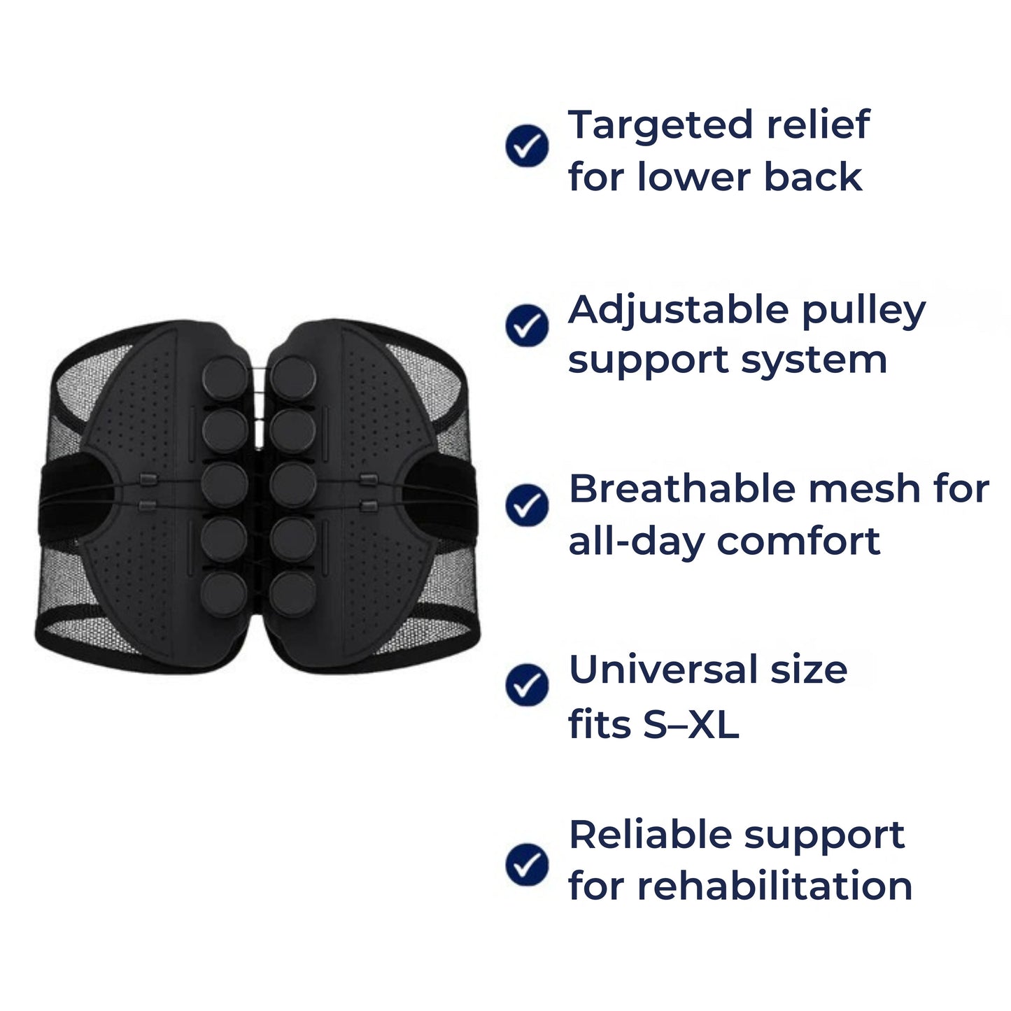 Lindring av korsryggsmerter – Pustende mesh og justerbar passform – Forbedrer holdning for kontor og hverdagskomfort Norvo