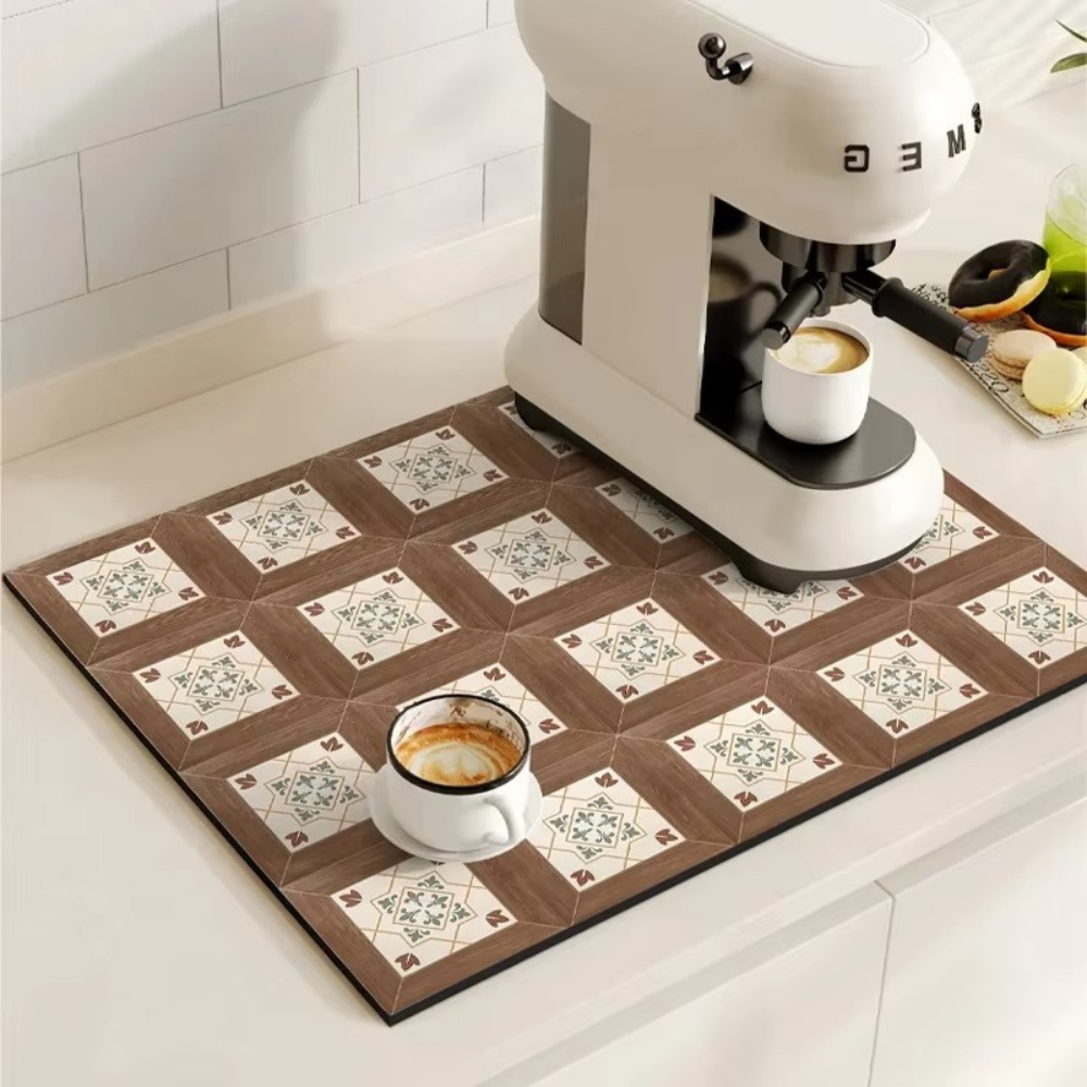Norvo | Retro Flisdesign Absorberende Kaffematte
