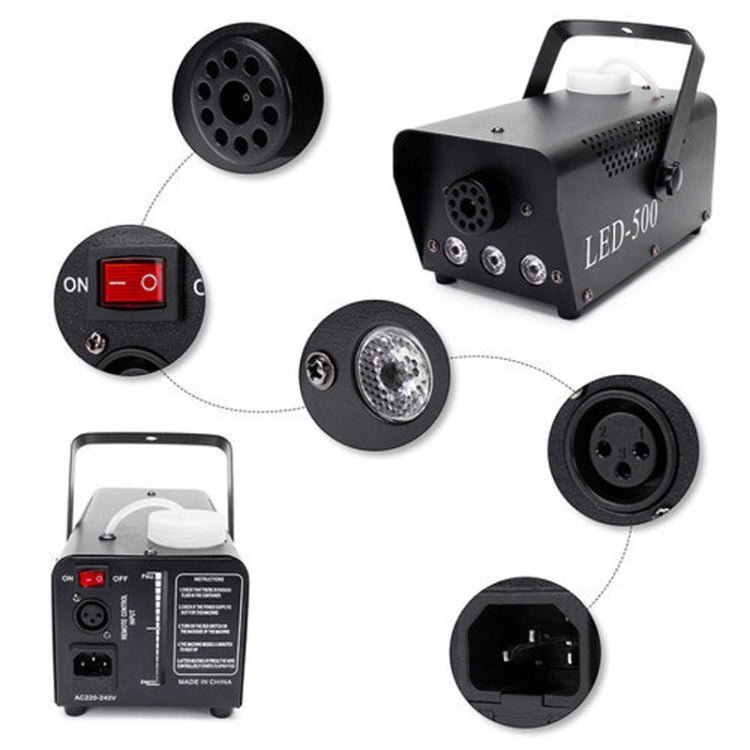 ZQ-B317 500W LED Full Color Fjernkontroll Tåkefunksjon Farge Røyk Generator Scene Belysning Bar Belysning, Spesifikasjon: AU Kontakt