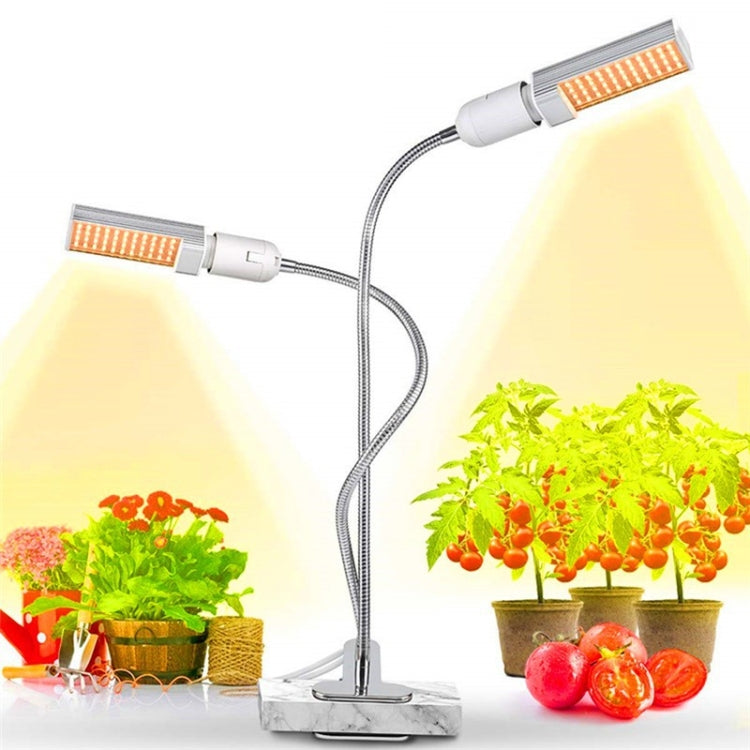 LED Plantevekst Full Spektrum Fyllbelysning E27 Klem Plante Lampe Innendørs Mais Lys, Uten Strømadapter, Effekt: 2 Hoder