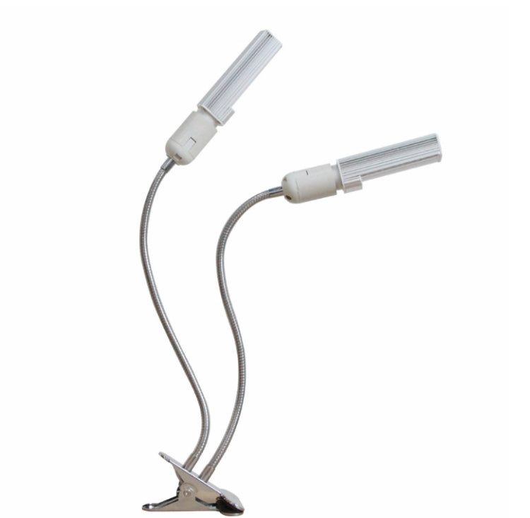 LED Plantevekst Full Spektrum Fyllbelysning E27 Klem Plante Lampe Innendørs Mais Lys, Uten Strømadapter, Effekt: 2 Hoder