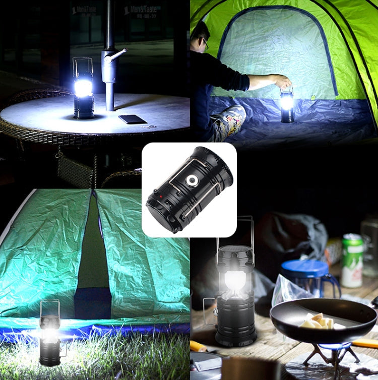 Norvo | LED Teltlampe Soloppladbar Campinglampe Utvidbar Multifunksjonell Lantern, Støtter USB Utgang, EU Kontakt (Blå)