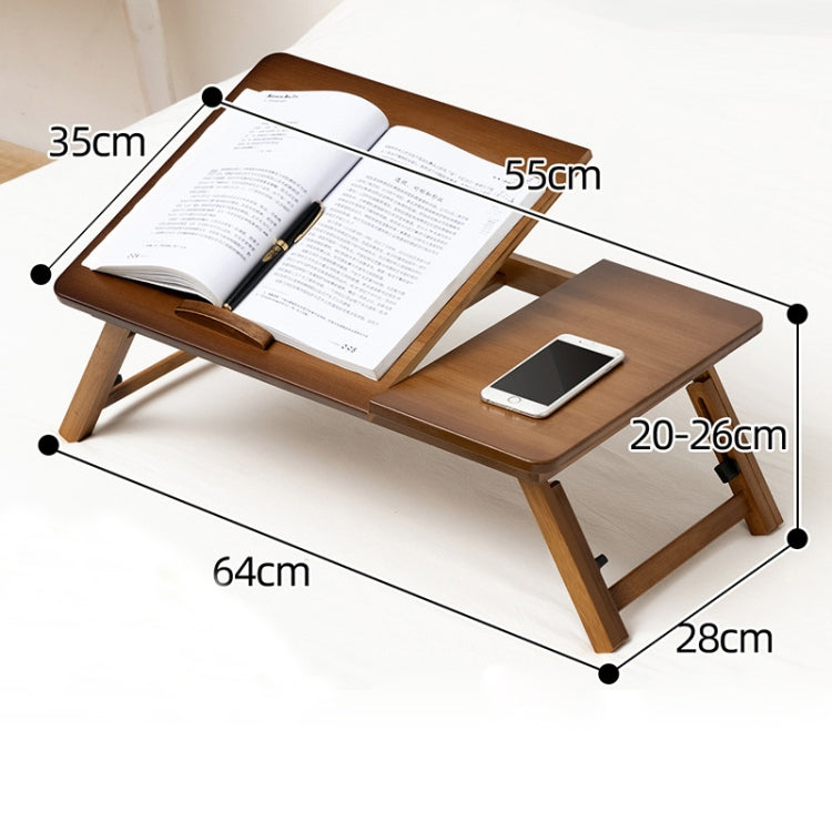 Norvo | 741ZDDNZ Bruk av seng Foldbar Høydejusterbart Laptopbord Hybel Studiebord, Spesifikasjon: Klassisk Te Farge 64cm Tykkelse Bambus