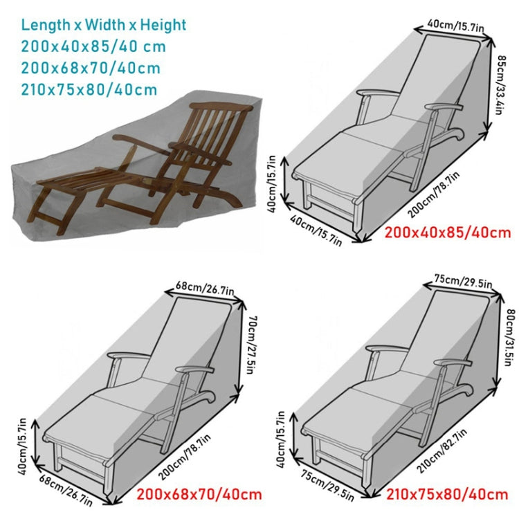 Norvo | Utendørs Strandstol Støvtett og Vanntett Beskyttelsesdeksel for Rokkestol, Størrelse: 210x75x80cm (Svart+ Sølv)