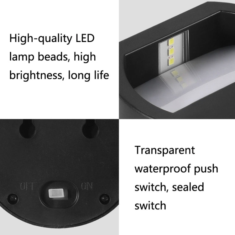 Solcellelampe Utendørs Vanntett LED Rund Vegglampe Trappelampe (Hvit Lys)