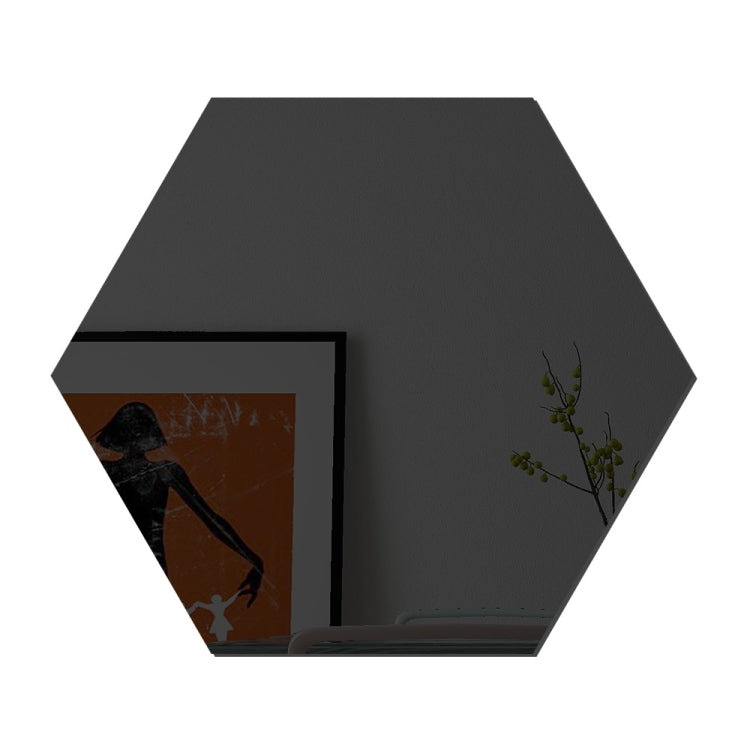 Ym300 16 PCS / Set Hjem Personlig Veggklistremerker DIY Akryl Vegg Dekorativ Speil (Sekskantet Svart)